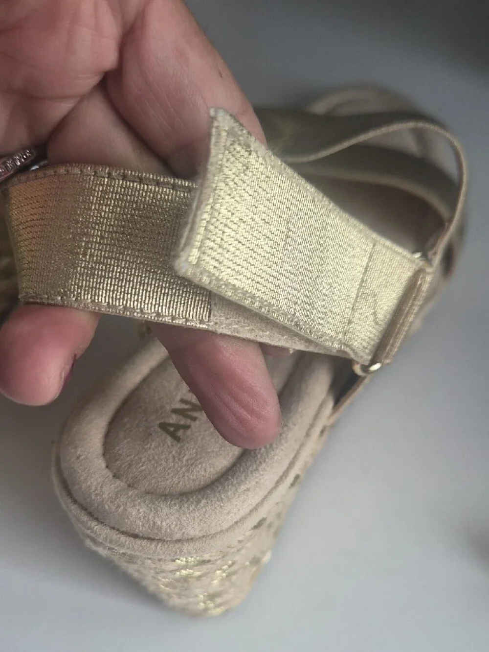 Anne Klein Gold Espadrille Wedge Sandals